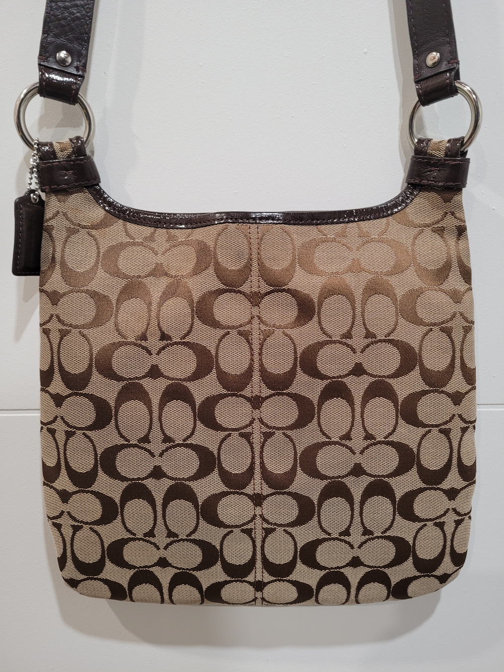 Coach Coco/Chocolate Brown Signature Canvas Classic TurnLock Crossbody Bag - Picture 6 of 11